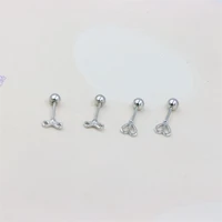 zfsilver 100 sterling 925 silver heart key screw ball stud earrings for women charm jewelry accessories engagement party gifts