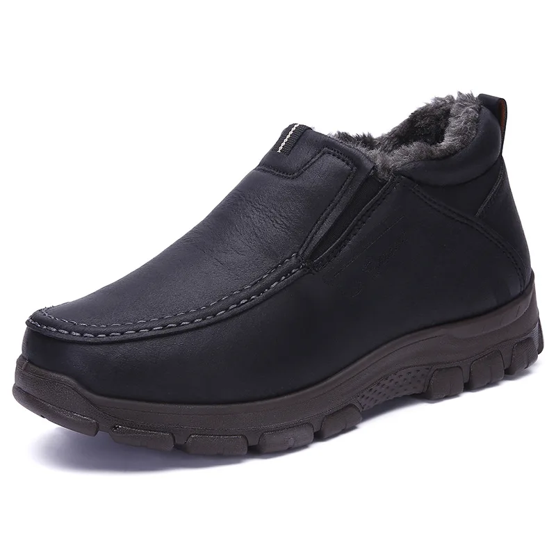 Winter Warm Shoes for Men Slip-On Soft Sole Comfortable Plus Velvet Thick Middle-aged and Elderly Walking Shoes Casual Men Shoes