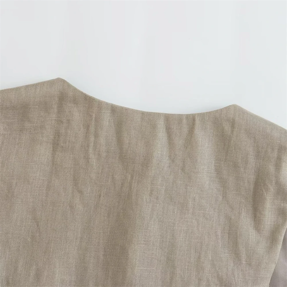 Новинка 2024 Женский Модный и стильный дизайн универсальный льняной жилет с