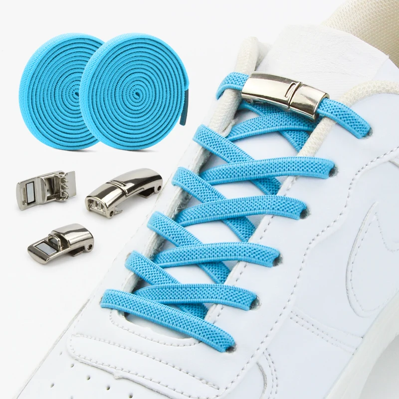 

New Elastic Magnetic Shoelaces No Tie Lazy Shoes Laces Kids Adult Sneaker Shoelace Metal Cross Lock Flat Shoestring Buckle