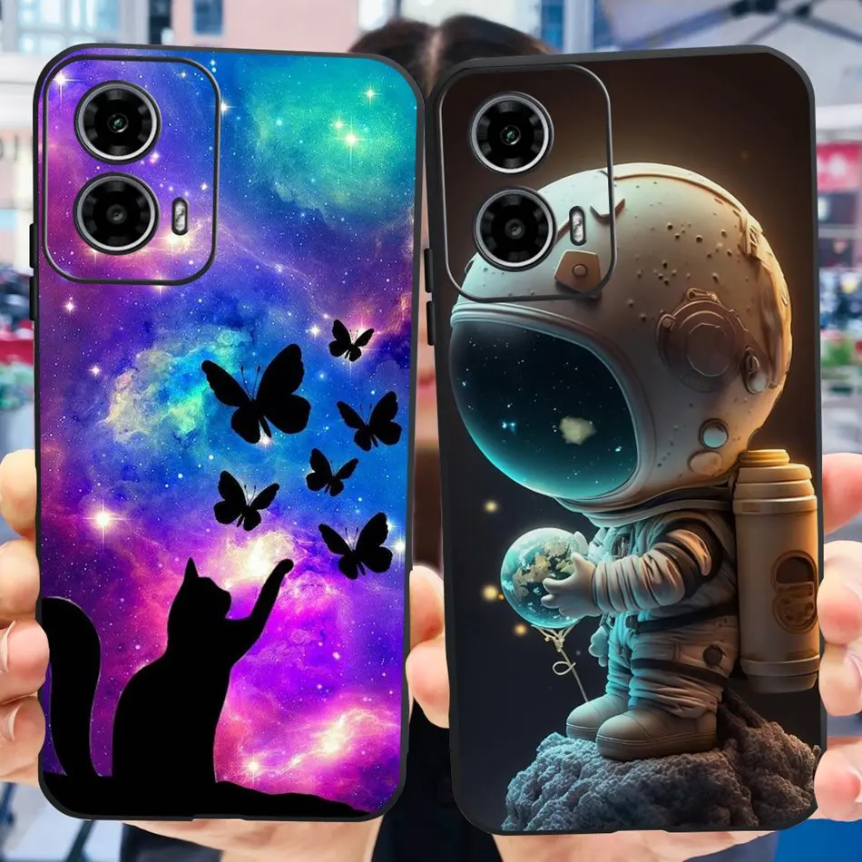 Элегантный силиконовый чехол для Motorola Moto G34 с изображением цветов и бабочек