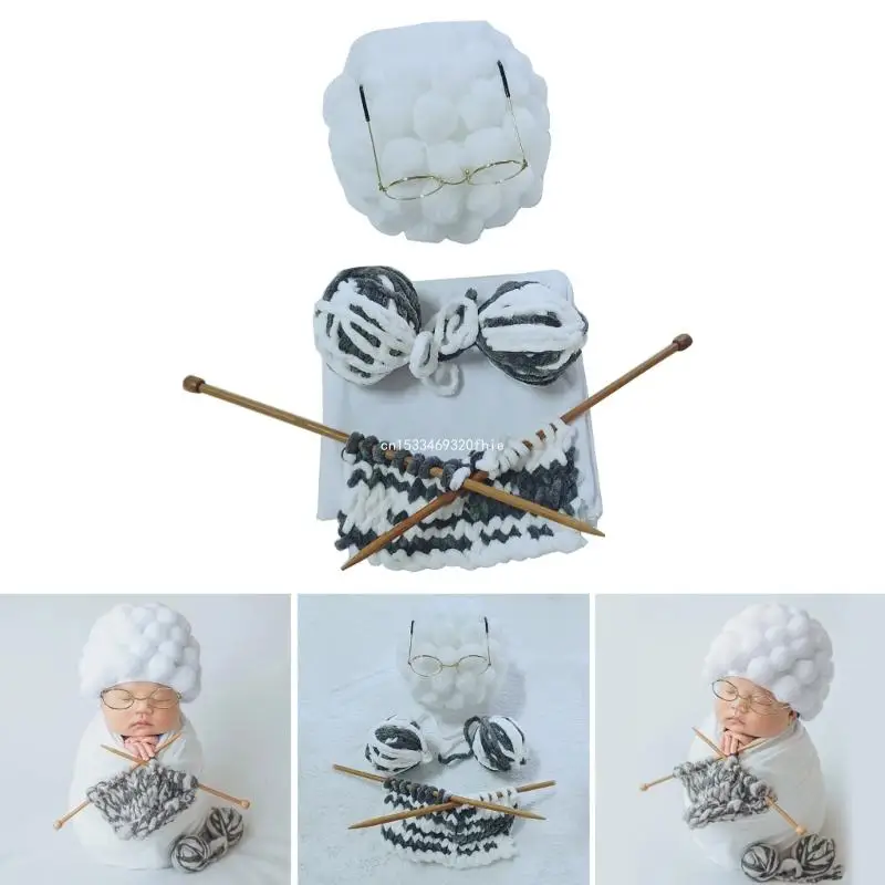 

Lovely Design Newborn Photography Props Cosplay Grandma Hat Baby Photo Clothes Outfit for 3 Months Babies /