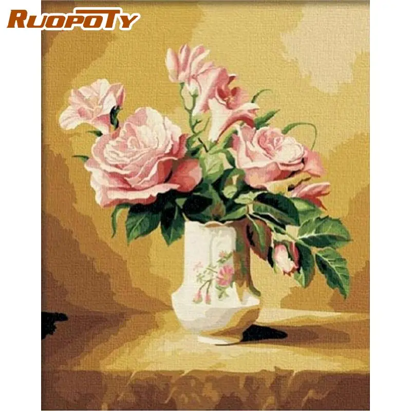 

RUOPOTY Modern Painting By Numbers Picture Diy Crafts Acrylic Paint Gift For Adults Flowers Home Decors Canvas Painting Handmade