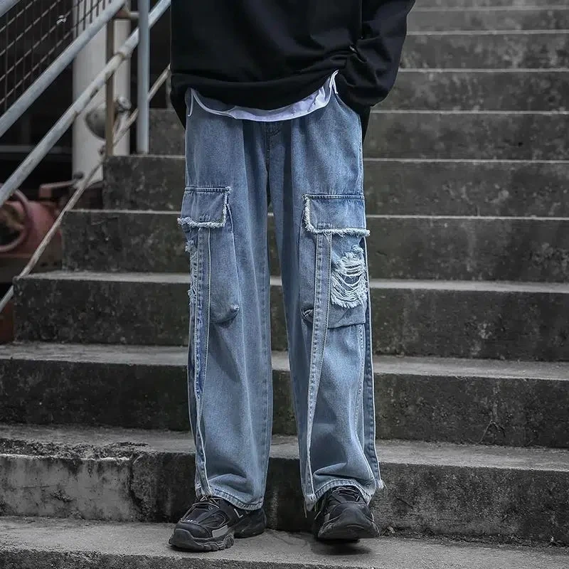 Baggy Jeans Ripped  Jeans For Men Baggy Denim Trousers Male Punk Rave Goth Pants Cargo Jeans Streetwear Autumn Hip Hop Unisex