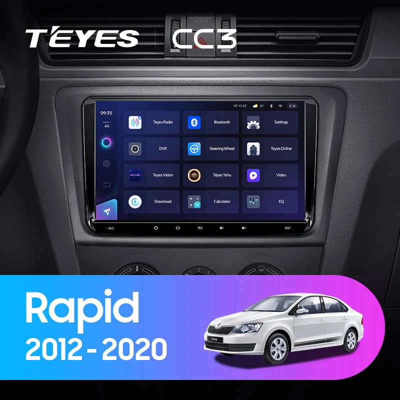 Автомагнитола TEYES CC3 для Skoda Rapid NH3 NH1 2012 - 2020, мультимедийный видеоплеер с навигацией, стерео на Android 10, без 2din, 2 din DVD On.