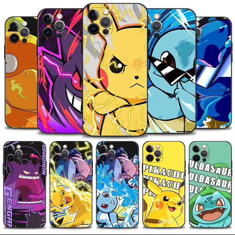

Pokemon Gengar Pikachu Squirtle Phone Case For Apple iPhone 11 14 13 12 Pro Max 13 12 Mini XS Max XR X 7 8 Plus Silicone Cover