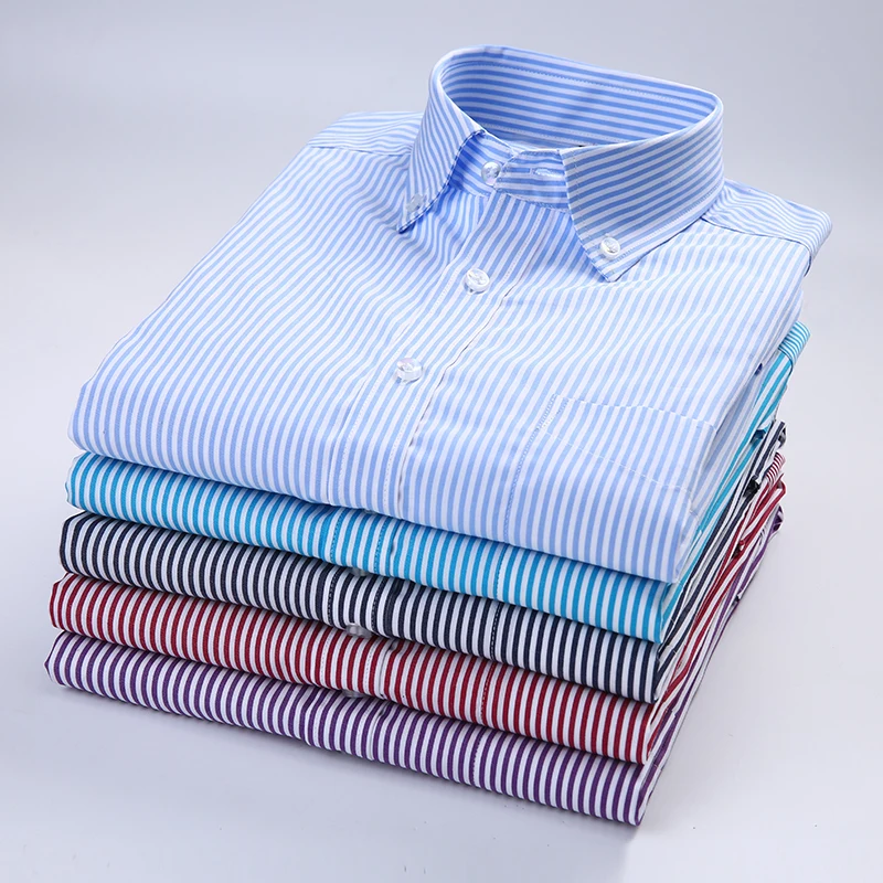 2017 New Design Super High Quality 100% Cotton Shirts Classic Striped Long Sleeve Business Casual Men Dress Shirt M602