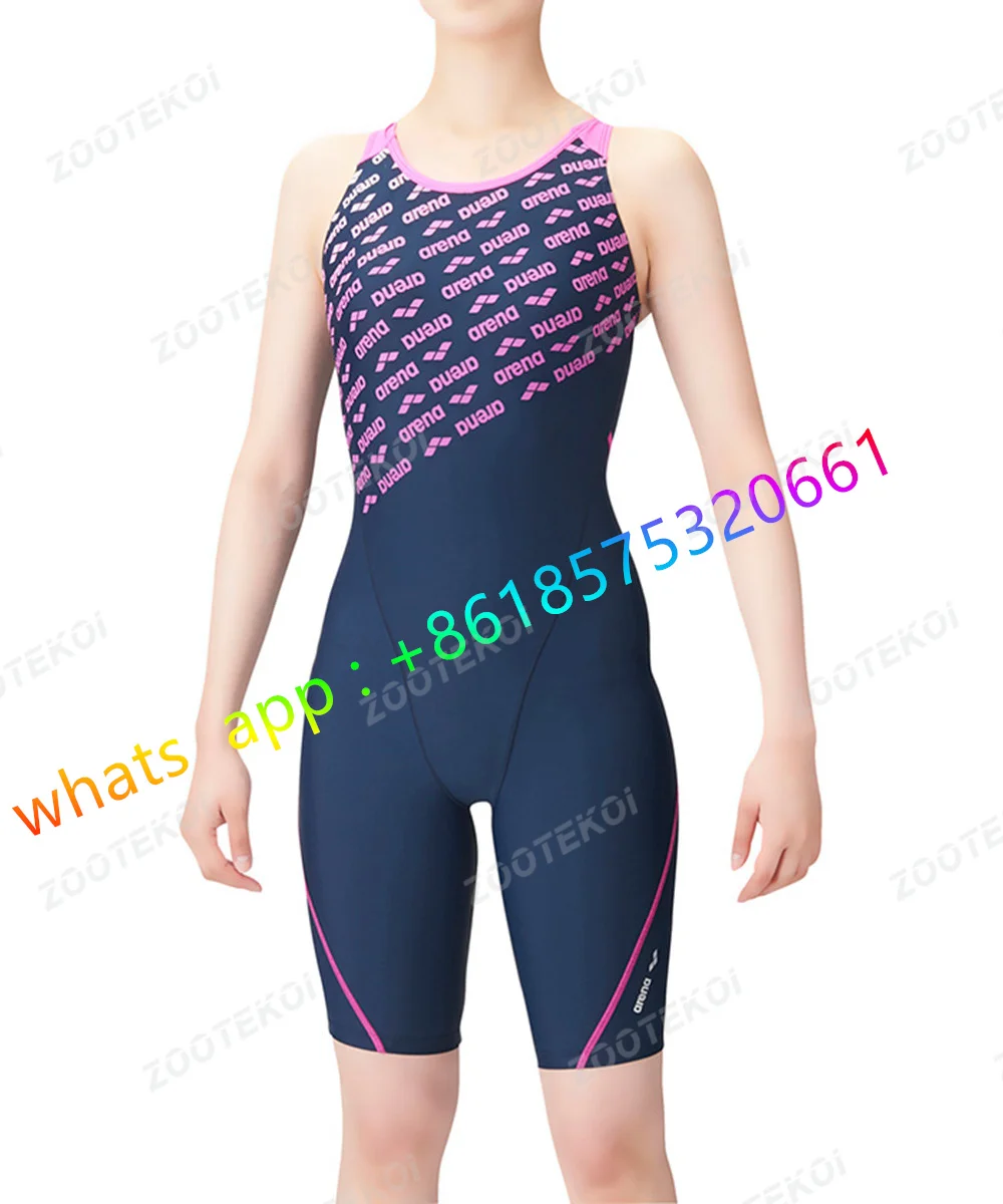 Women's Swimsuits Racerback Athletic One Piece Bathing Suits Knee Length Bodysuit Swimming Pool Triathlon Race Bodysuit Swimwear