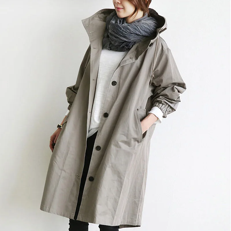 

2021 New Autumn Spring Loose Slim Thin Outerwear Female Jacket Women's Fashion Casual Solid Single-breasted Korean Long Jackets