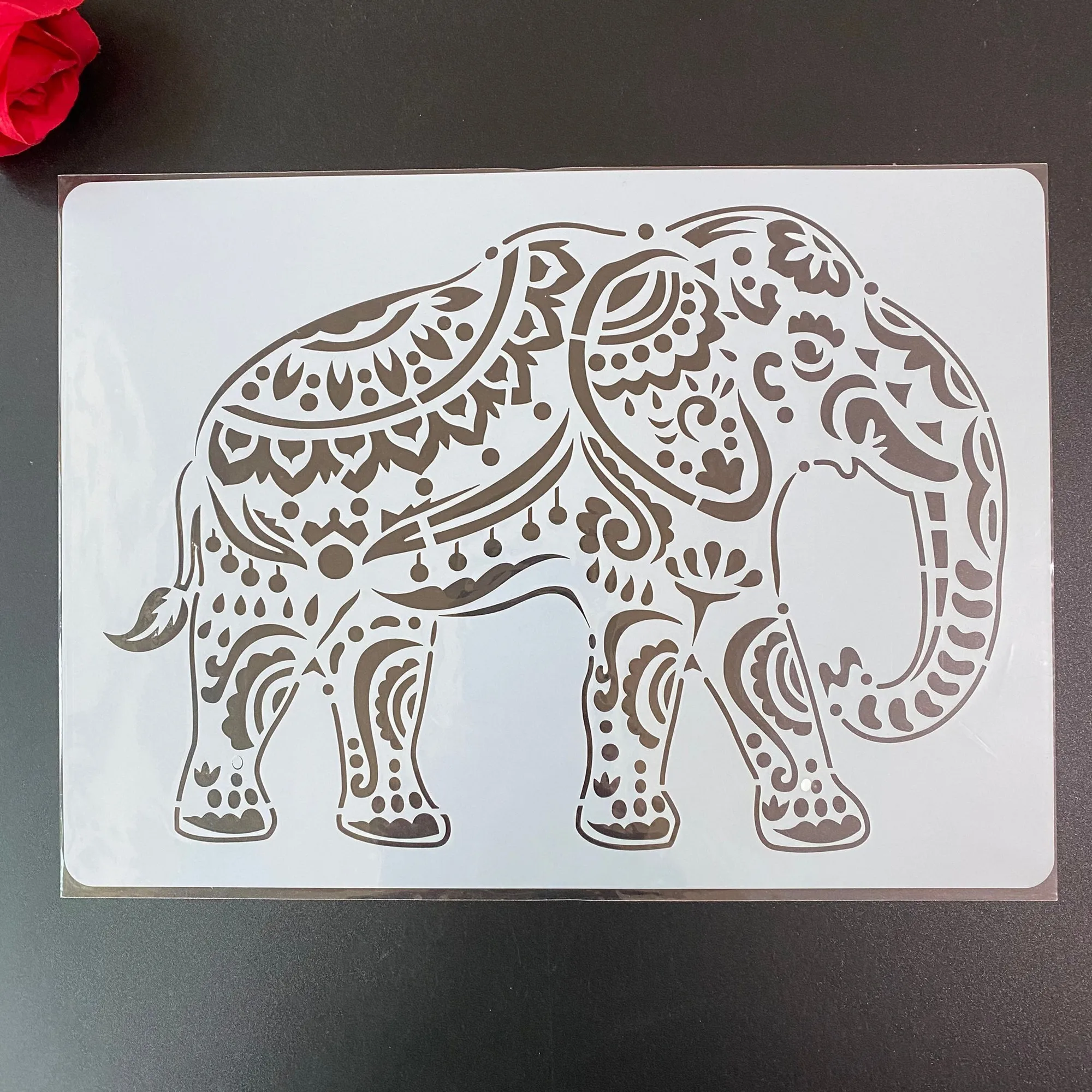 4pcs / set A4 Mandala elephant Stencils Painting Coloring Embossing Scrapbook Album Decorative Template stencil  CN(Origin) images - 6
