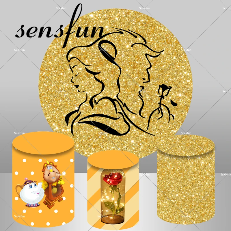 Золотой блестящий круглая накладка на задник с изображением красавицы и