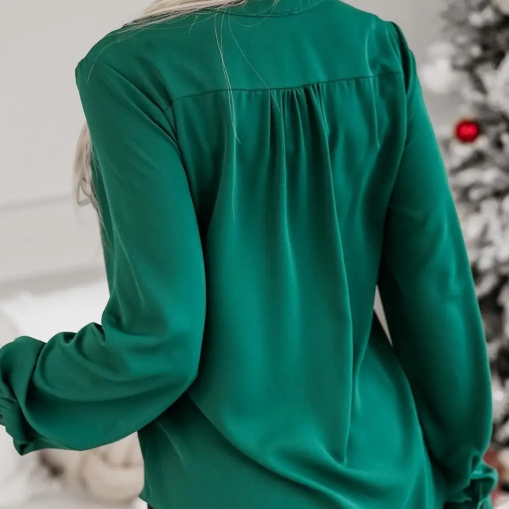 Женская Свободная блузка с V-образным вырезом и длинным рукавом