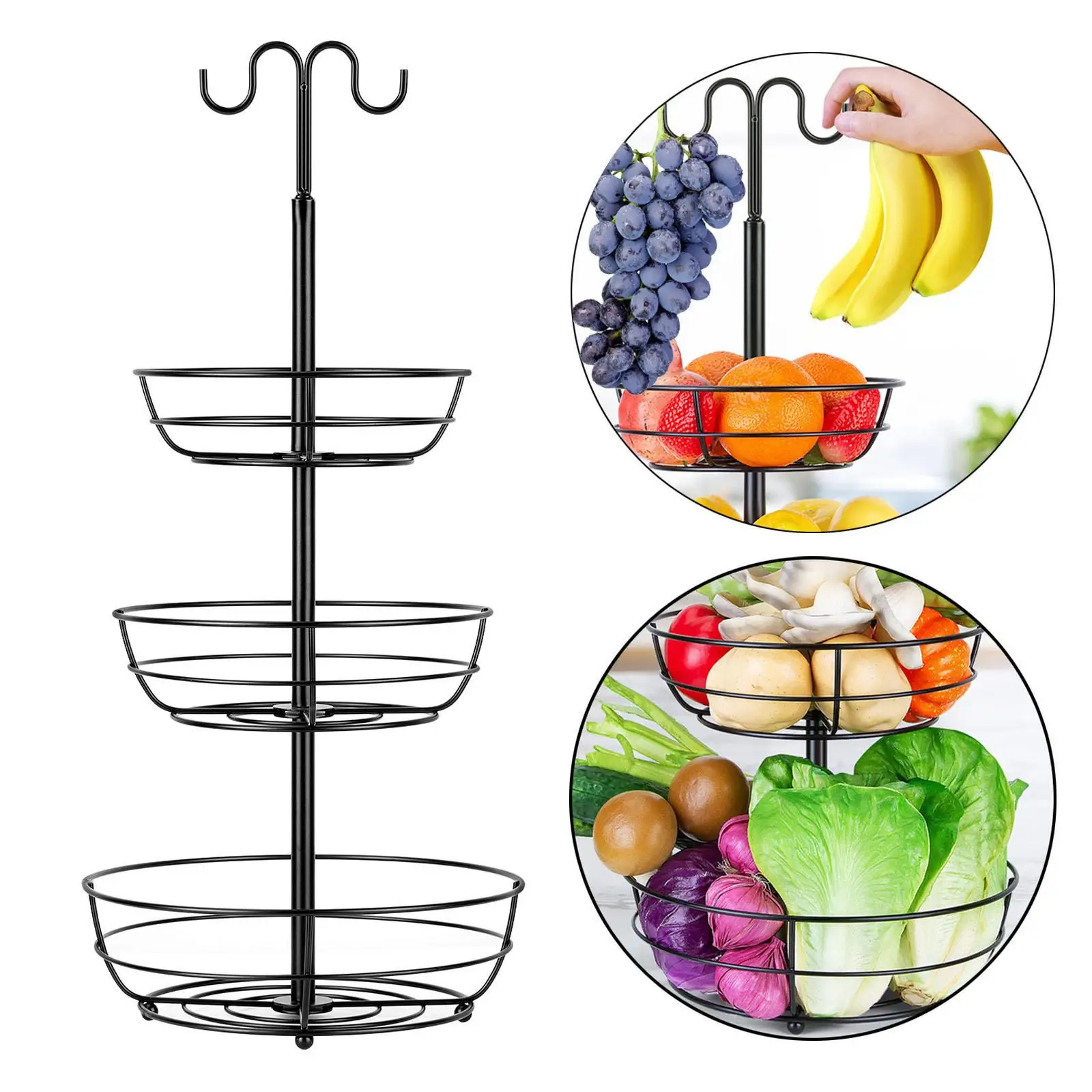 

Iron Fruit Basket Save Space Kitchen Bread Bowl, Fruit Bowl for Home Snacks Vegetable