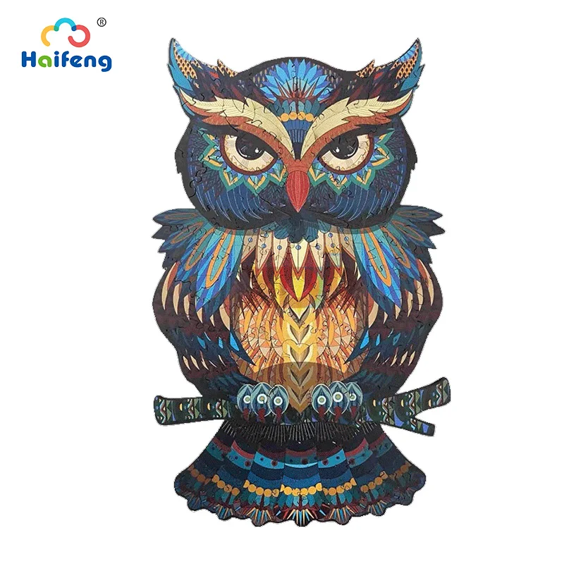 

Animal 3D Wooden Jigsaw Family Educational Games Toys Mysterious Owl Wolf Lion Puzzles Home Decoration Educate Children Gift