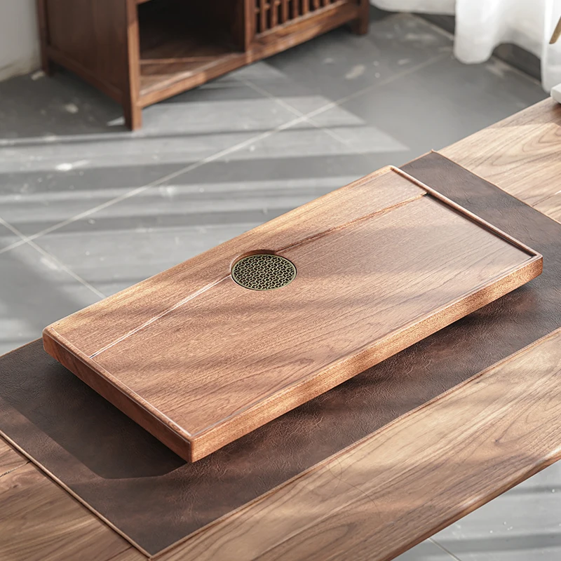 

Elegant Tray Luxury Wood Drainage Engrave Modern Serving Wooden Tea Tray Office Table Plateaux De Service Articles For Daily Use