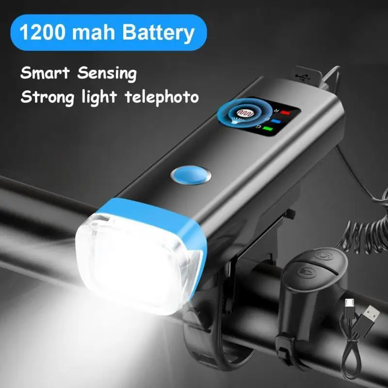 

Bicycle Light Multifunctional Bike Induction Headlight With Horn 2400 mAh Smart Sensor Cycling Flashlight Bicycle Accessories
