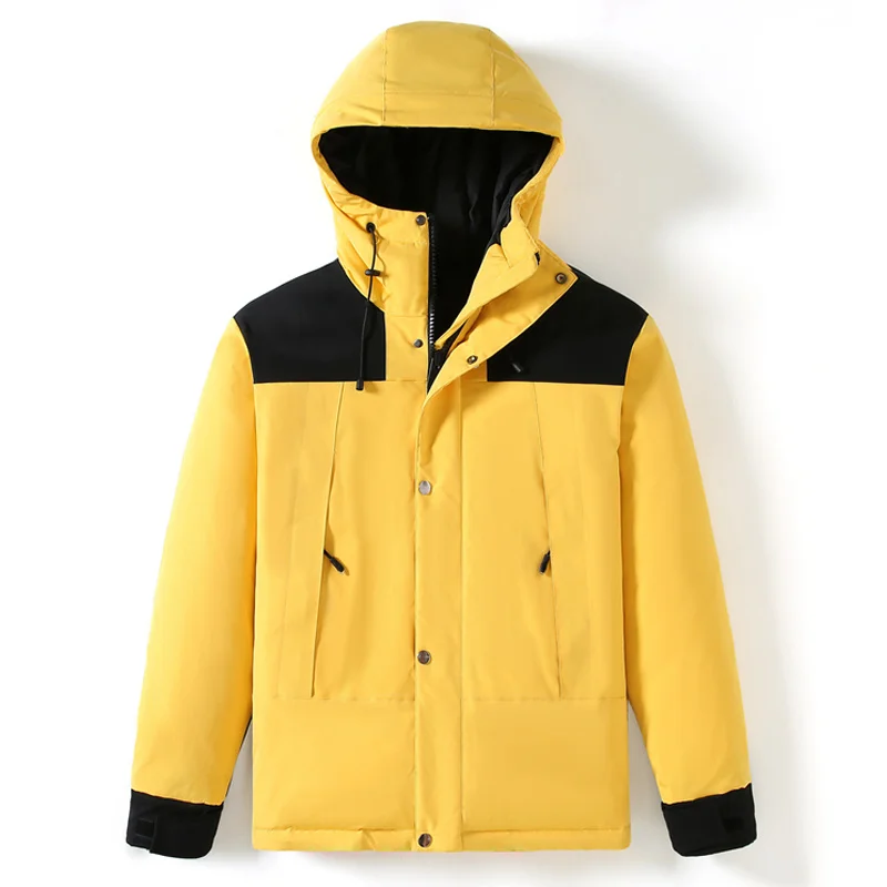 Jacket Winter Man Brand Fashion Thick Warm White Duck Down Coat Hooded Patchwork Puffer Jackets Men Parkas High Quality