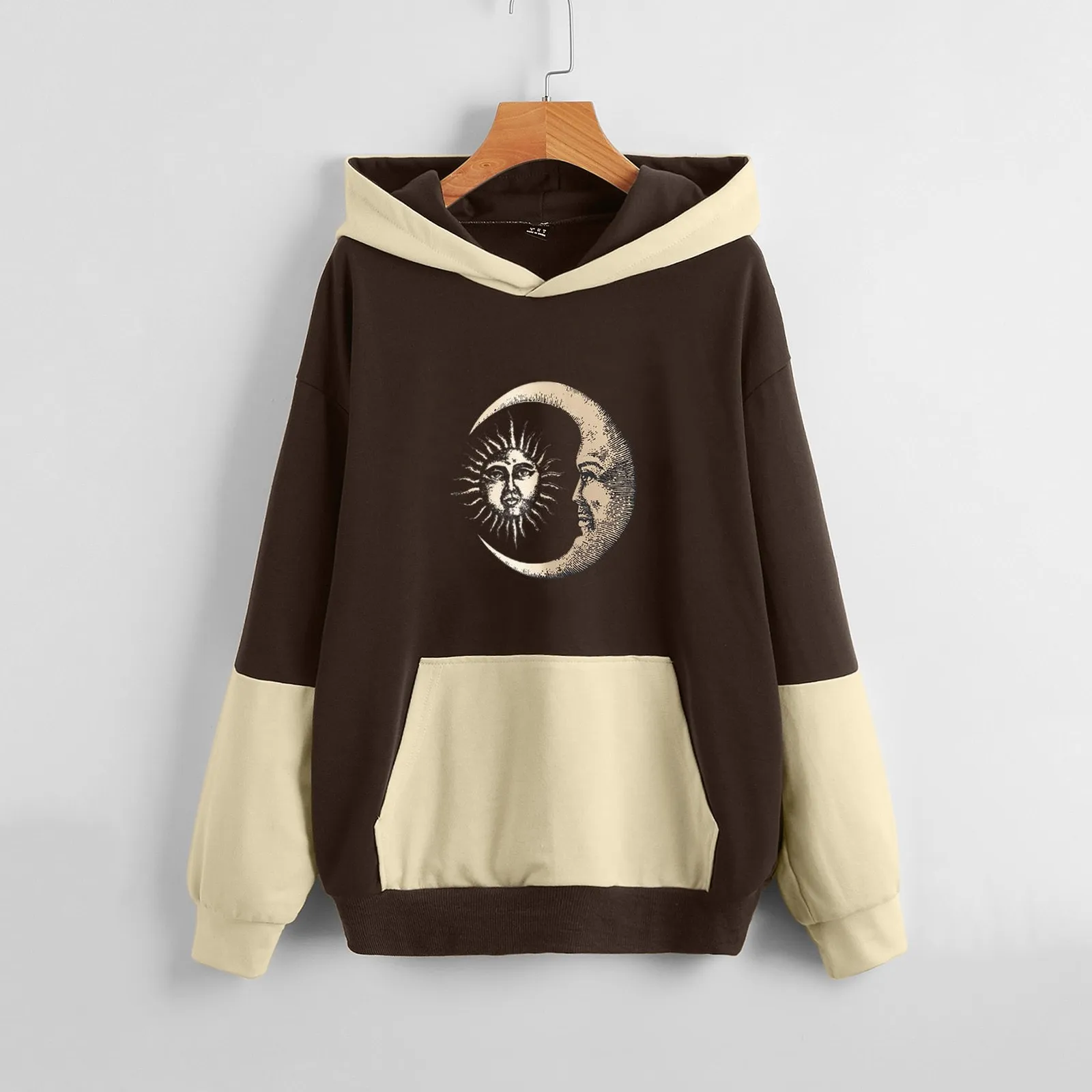 

Women's Fashion Printed Sweatshirt Pocket Tops Long Sleeve Drop Shoulder Soft Warm Top Colorblock Hoodie Clothes Girls13 14 Teen