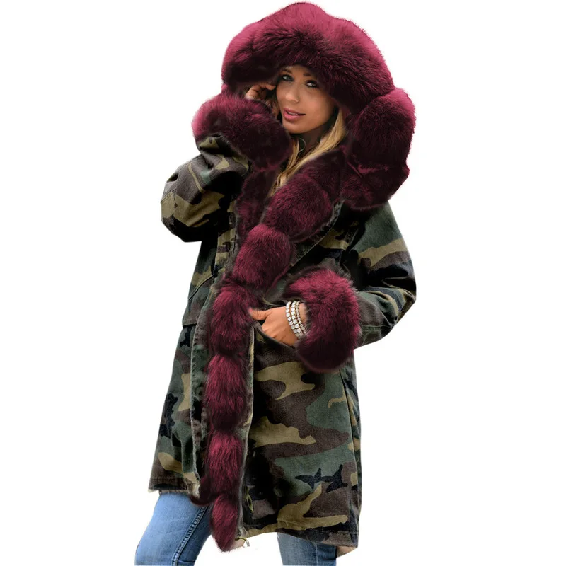 Hoodies Long Coat Oversize Faux Fur Female Parkas Winter Cotton Fleece Warm Jacket Coat Slim Women New Fashion Hooded Overcoat