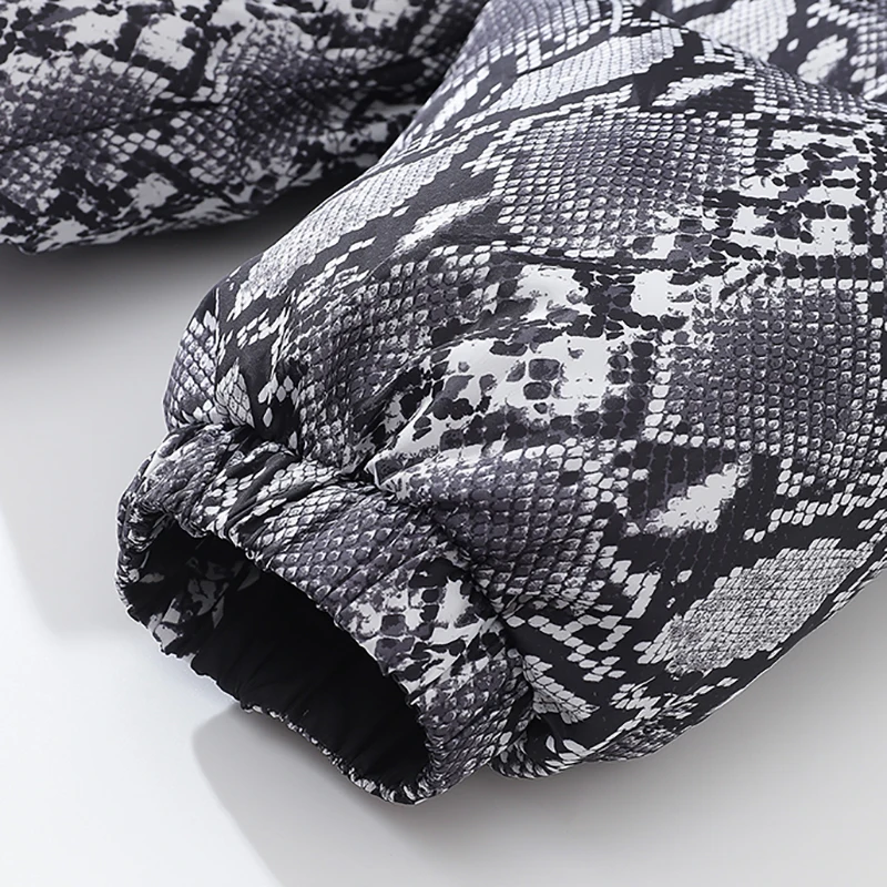 2022 Snake Printed Reversible Jackets Mens Hip Hop Warm Cotton Padded Hooded Coat High Street Zipper Warm Parkas Jacket Coats