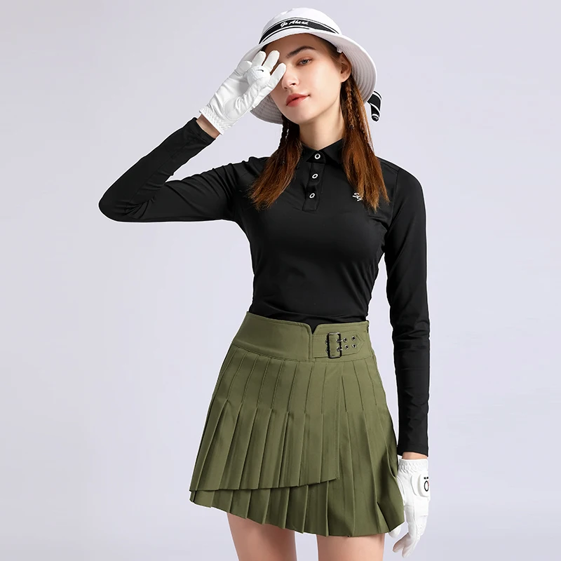Love Golf Ladies Wear Autumn Winter Long Sleeve Polo Shirt Women Golf Shirt Sprots Irregular Skirt Short Skort High-end Culottes