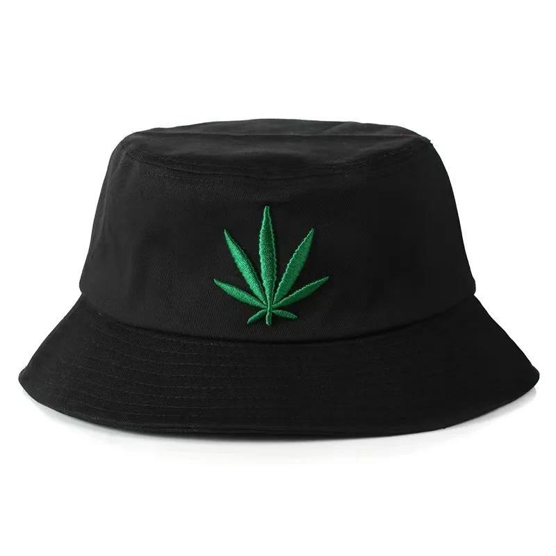 

Men Women Maple Leaf Bucket Hat Hip Hop Fisherman Panama Hats Embroidery Outdoor weed Summer Casual Swag Bob Visor Bucket Cap