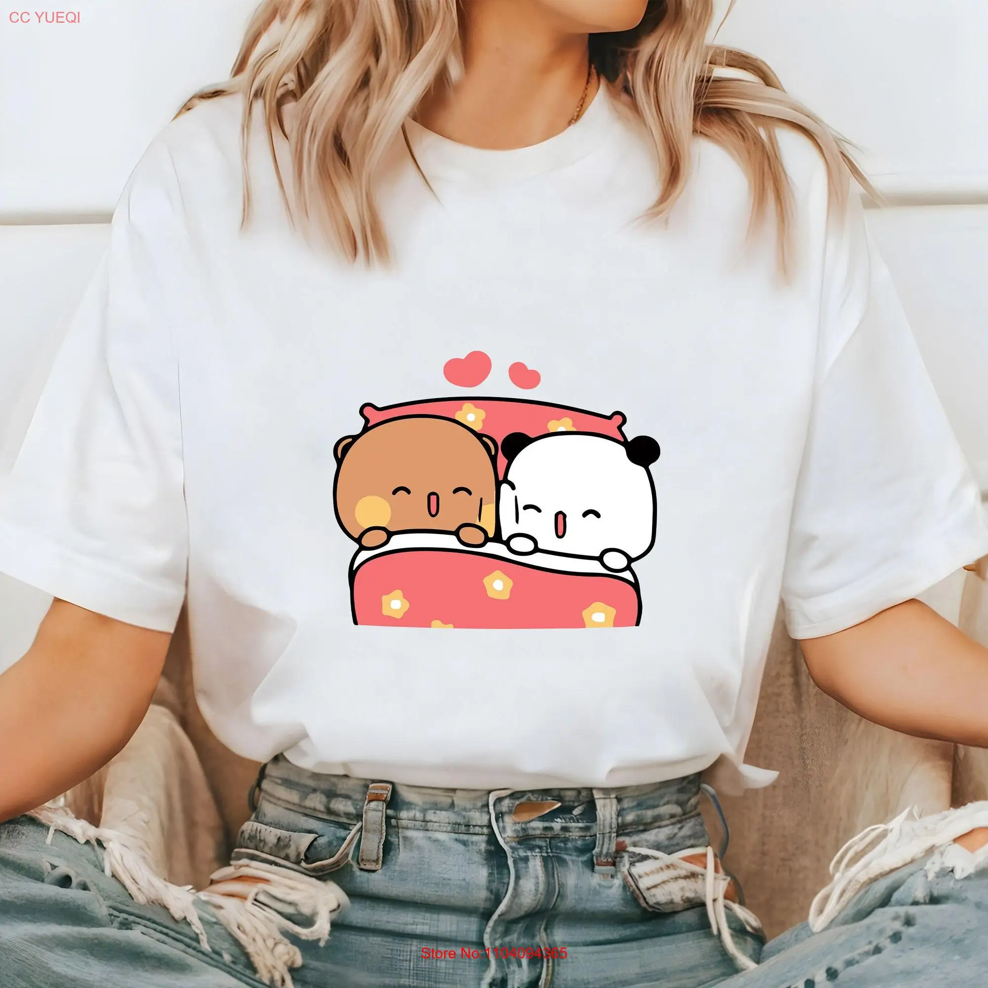 Футболка с изображением милой панды медведя Бубу Дуду пары влюбленных и медведей