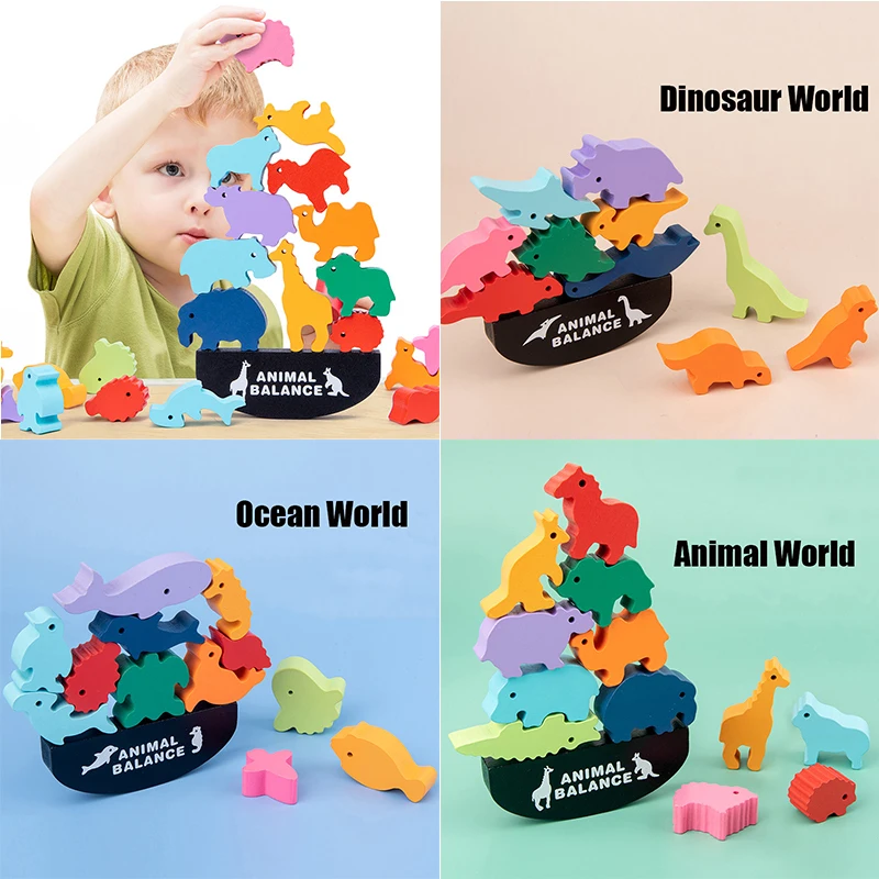 

Животные динозавры деревянные сборные строительные блоки Многослойные высокие раннее образование Обучающие игрушки детские подарки
