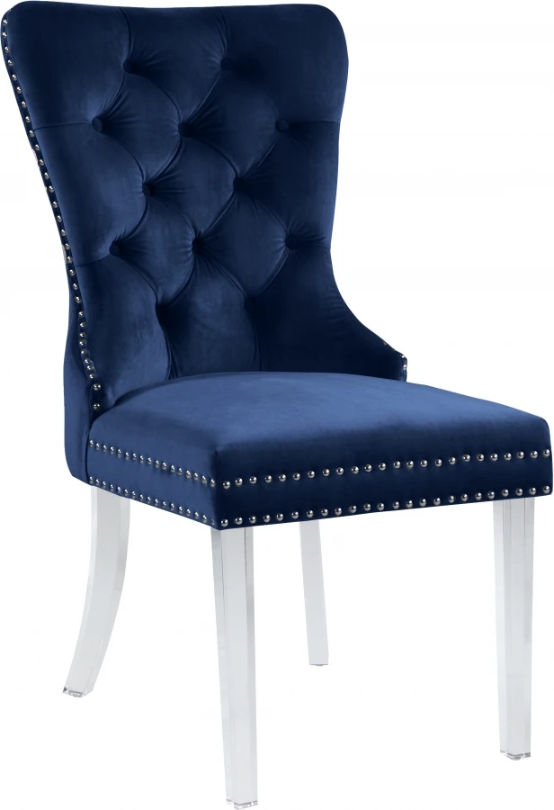 

Acrylic ABS leg velvet nail Dining Chair kitchen Room Furniture manufacture sofa Soft Comfort metal leg black dining Room Chair