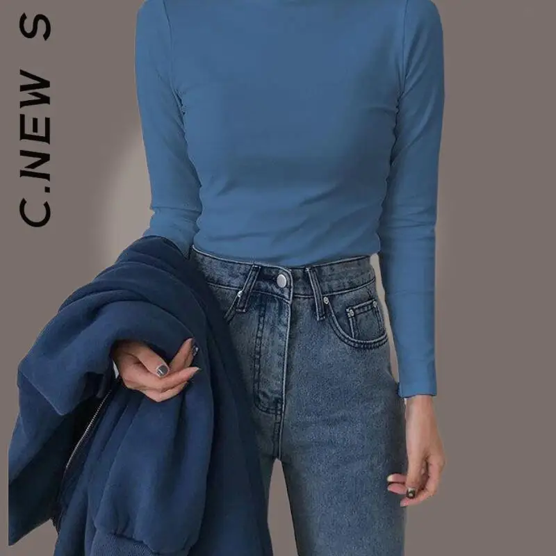 

Женский вязаный свитер C.New S, модный джемпер с высоким воротом, милые свитера, Женский Повседневный Топ для отдыха, Женский Универсальный сек...