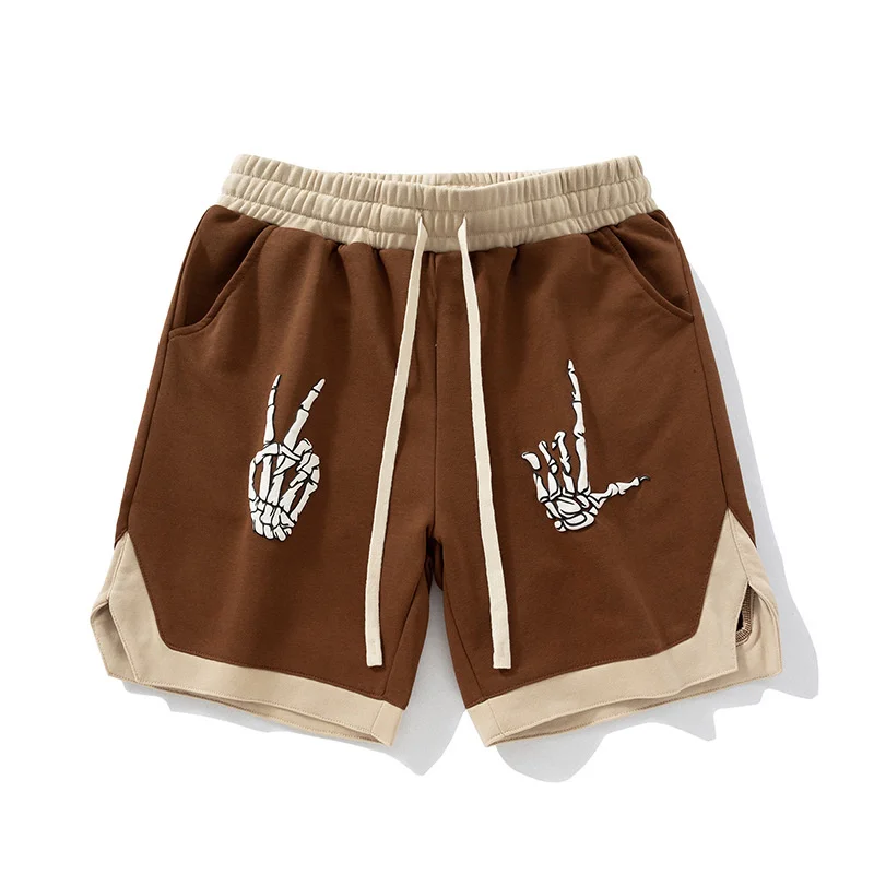 American Men's Casual Shorts Hip Hop Fashion Brand Printed Loose Capris Sports Loose Loop Shorts