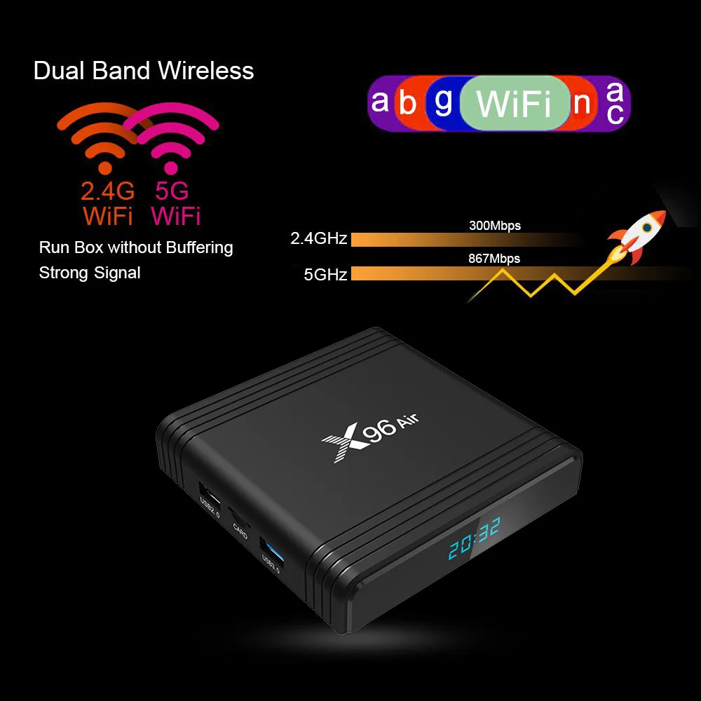 Фото ТВ-приставка S905X3 X96 Air Smart TV Box с LAN 1000 Мбит/с, 2/4 ГБ DDR3, 16-64 ГБ ROM, 8K H.265, Dual WiFi для дома №3