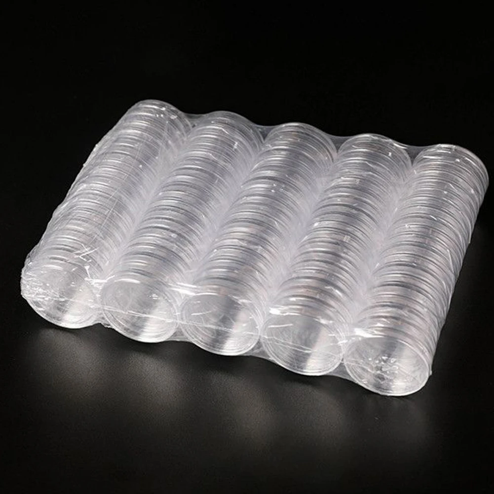 

100pcs 25-39mm Transparent Plastic Coin Holder Coin Collecting Box Case For Coins Storage Capsules Protection Boxes Container