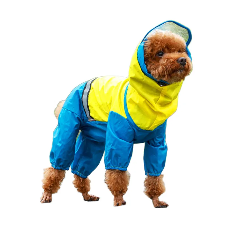 

1Pcs New Dog Raincoats Environmental Protection EAV Color Matching Waterproof Hooded Clothes Pet Products Home & Garden JJ594