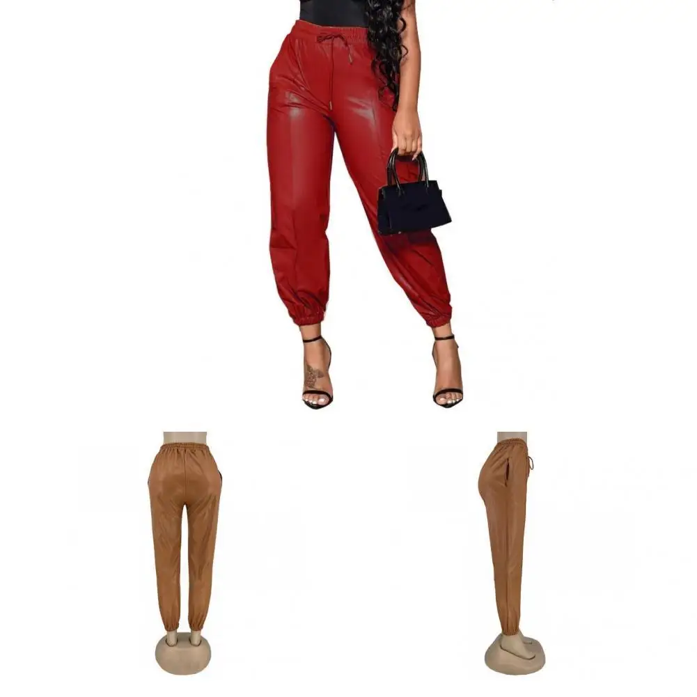 

Women Trousers Ankle Length Drawstring Mid Waist Loose Spring Trousers Lady Pants for Daily Wear