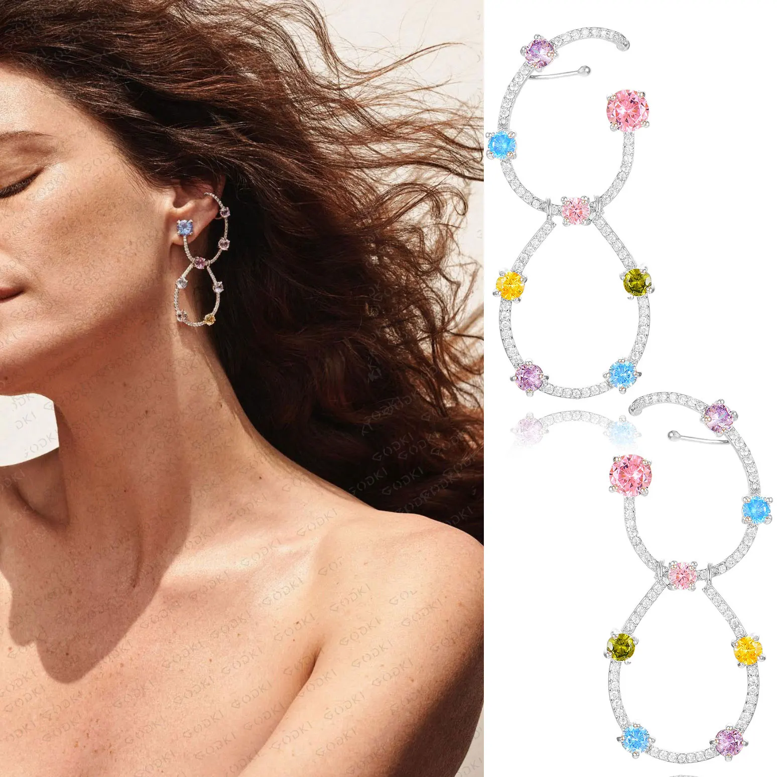 

GODKI 52 мм Роскошные двойные круглые полностью микро кубический циркон Дубай Свадебные Серьги Brincos boucle d'oreille 2022 трендовые богемные