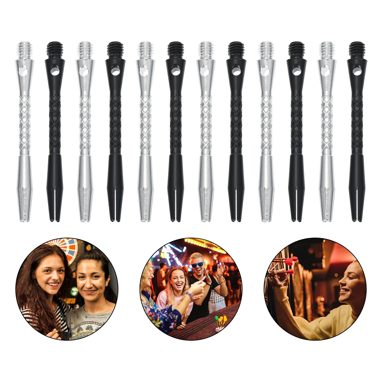 

12 pcs Dart Accessories Aluminium Alloy Barrels Thread Dart Shafts Metal Dart Rod Barrels for Steel Tip Dart