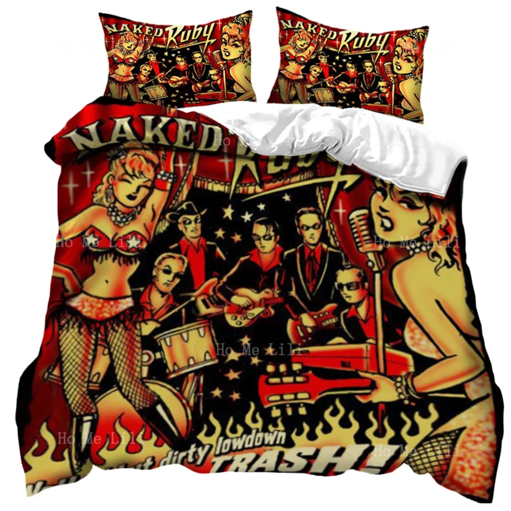 Пододеяльник Микрофибра Rock Music From The Southeastern United States Retro Cowgirl Skeleton Lady