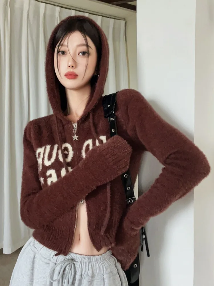 

Japanese Print Sweater Women Long Sleeve Knitted Cashmere Cardigan Y2k Vintage Sweater Autumn Winter Streetwear 2000s