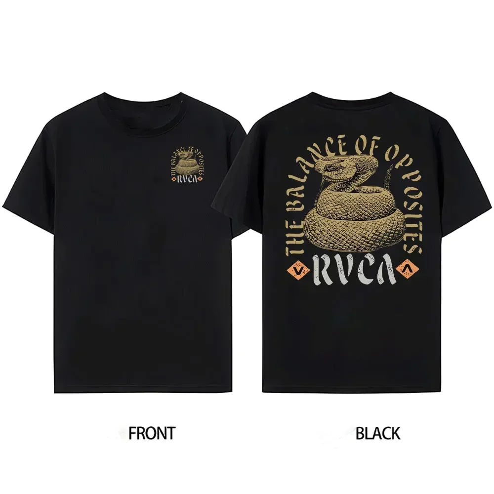 Фото RVCA Мужская футболка с коротким рукавом и круглым вырезом, хлопковая уличная модная мужская рубашка в стиле ретро, дизайнерские топы с короткими рукавами, уличная одежда №5