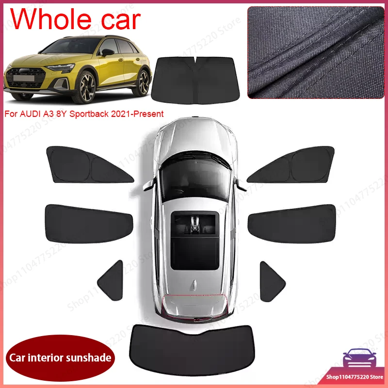 Фото Солнцезащитный экран для автомобильных окон AUDI A3 8Y 2021-2026, черный, с защитой от УФ-излучения и теплоизоляцией, аксессуар для интерьера автомобиля №1