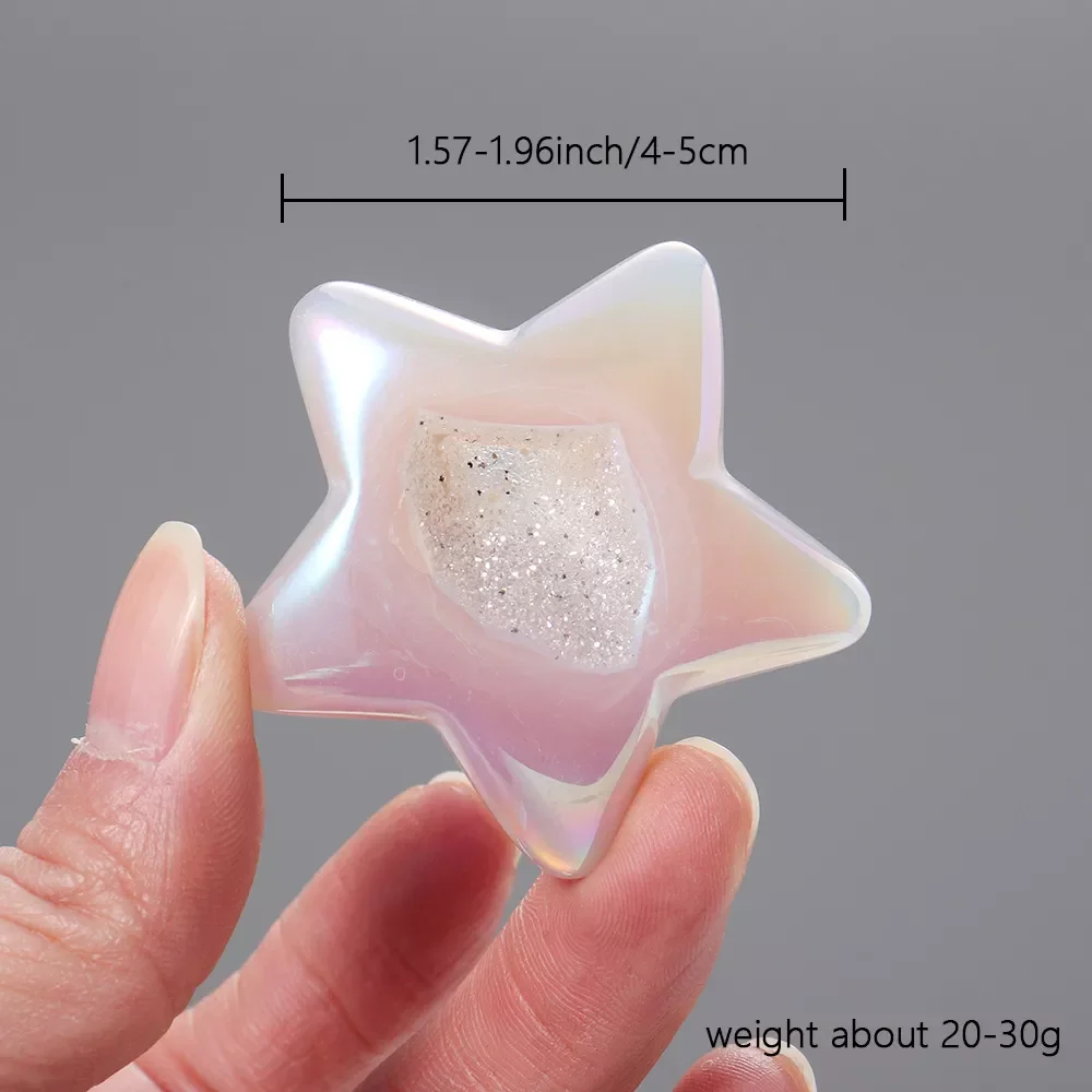 

2022Beautiful Natural Stone Electroplated Colorful Agate Cave Stars Shape Reiki Crystal Crafts Ornaments Gift Desk Decor