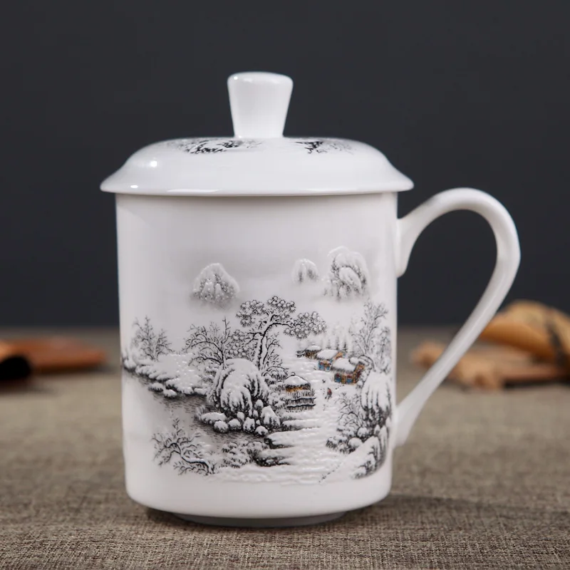 500 мл кружка для чая ручной работы Dragon Jingdezhen из костяного фарфора с крышкой