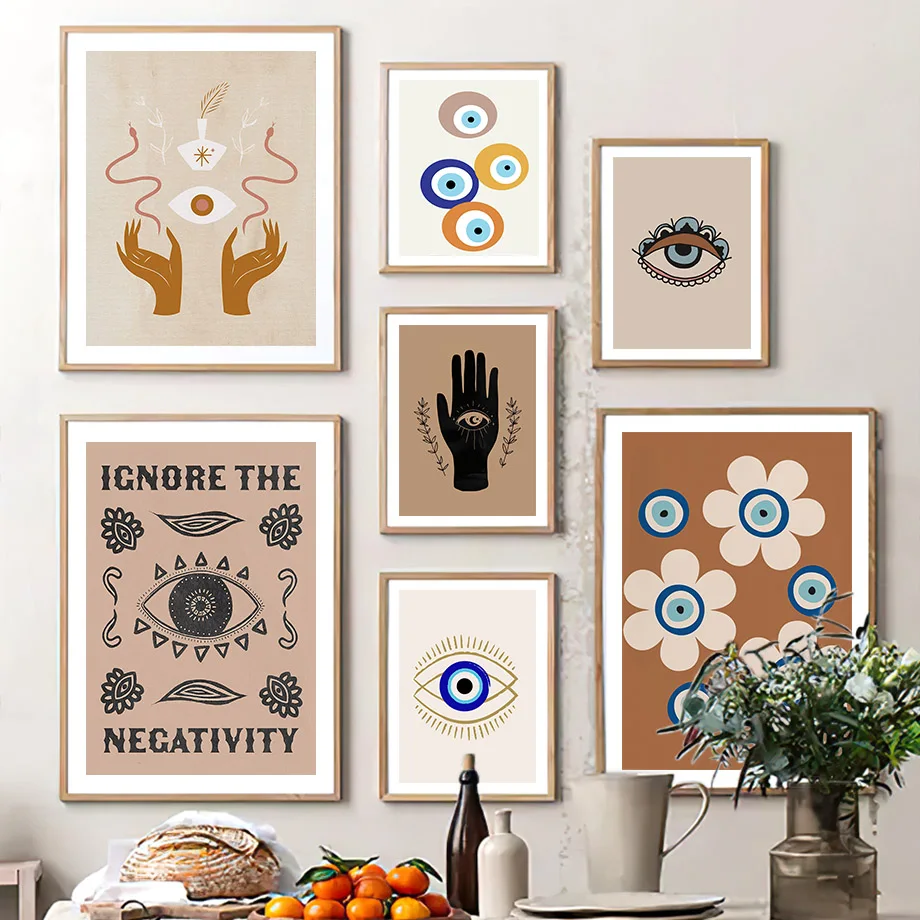 

Abstract Eye Shapes Hand Moon Quotes Wall Art Canvas Painting Nordic Posters And Prints Wall Pictures For Living Room Home Decor