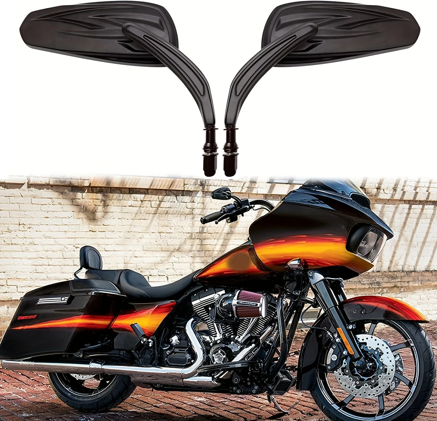 

Черное боковое зеркало мотоцикла в форме слезы для Road King Street Electra Glide Road Glide Dyna задний вид 1982-2018 2019 2020