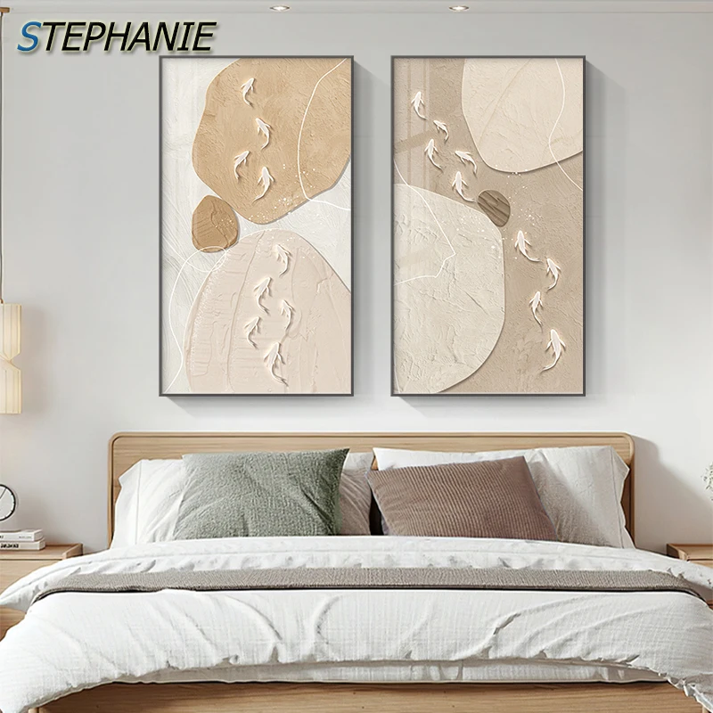

Abstract Stone Fish Canvas Painting Nordic Warm Wall Pictures Modern Wall Art Aesthetics Room Decorative Painting for Bedroom