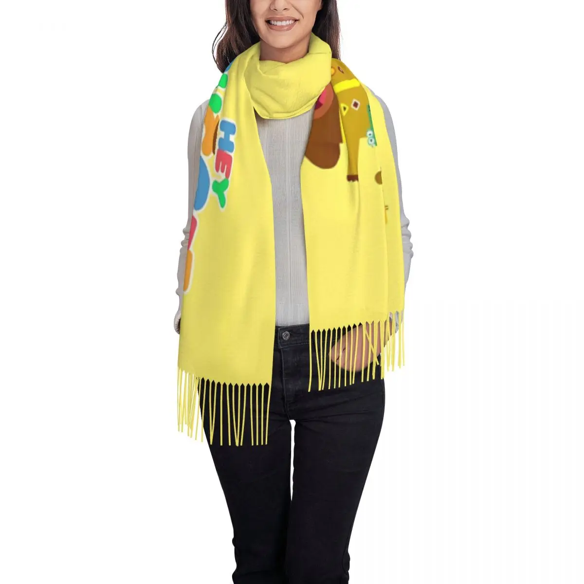 Шарф H-Hey D-Duggees для женщин осенне-зимняя кашемировая шаль милый мультяшный длинный