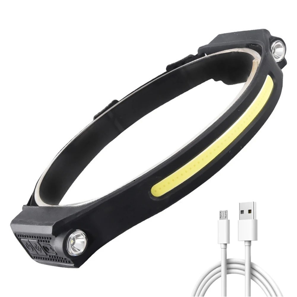 

Type-C USB Rechargeable XPE COB LED Headlamp Wave Induction 400lm Waterproof Outdoor Safety Work Headlight for Night Cycling