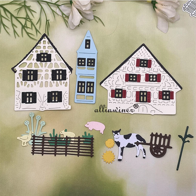 

Металлические трафареты для высечки дома, животного, забора, пастбища, трафареты для «сделай сам», скрапбукинг, декоративное тиснение, ручн...