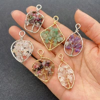 fashion round rhombus pendant 18 43mm natural stone multicolor hand winding diy men and women necklace earrings accessories